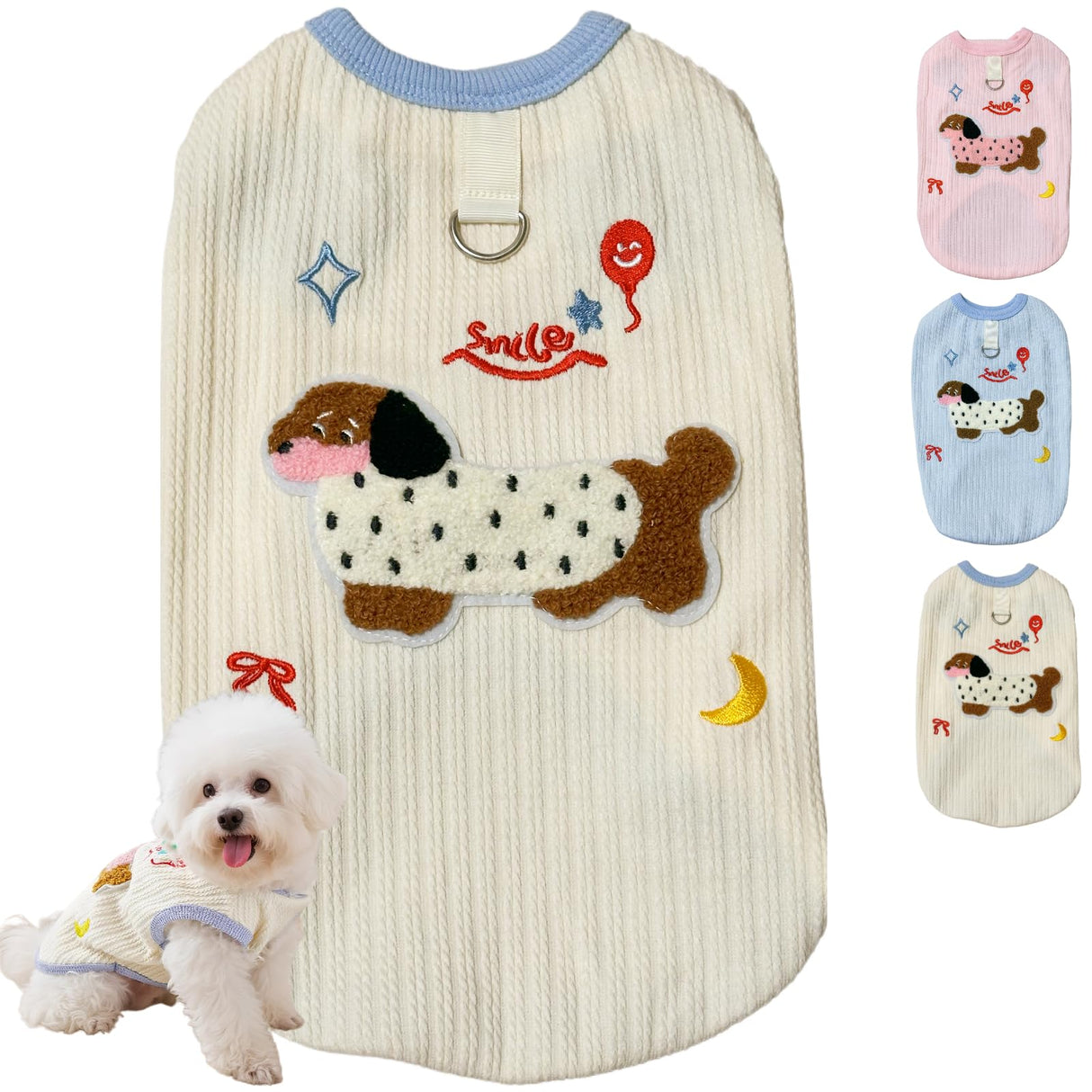 Cute Pet Apparel Cotton Dog Clothes All Season Sleeveless Puppy Kitten Pullover Soft Skin-Friendly (Beige, S (3-5.5lbs))