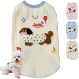Cute Pet Apparel Cotton Dog Clothes All Season Sleeveless Puppy Kitten Pullover Soft Skin-Friendly (Beige, S (3-5.5lbs))