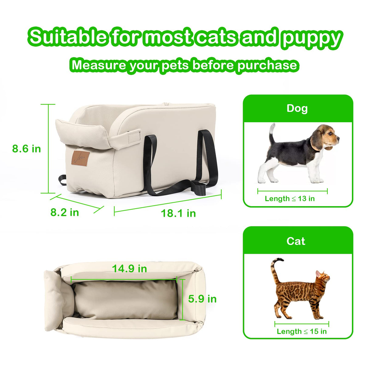 Dog Car Seat Centre Console Dog Booster Dog Car Seat Small Dog Cat Booster Seat for Dogs Cats Pets Up to 13lbs