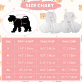 ASENKU Dog Dress, Dog Wedding Dress, Pet Lace Princess Dress with Bows for Wedding Birthday Party, Puppy Formal Apparel with Pearl Necklace for Medium Large Dogs (White, Large)