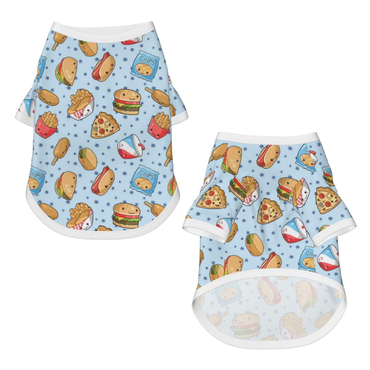 Cute Fast Food Dog T Shirt Dogs Cats Cotton Shirts Short Sleeve Clothes Soft Stretchy Pet Costume Doggy Outfit Pullover Jumper Puppy Sweatshirt Large