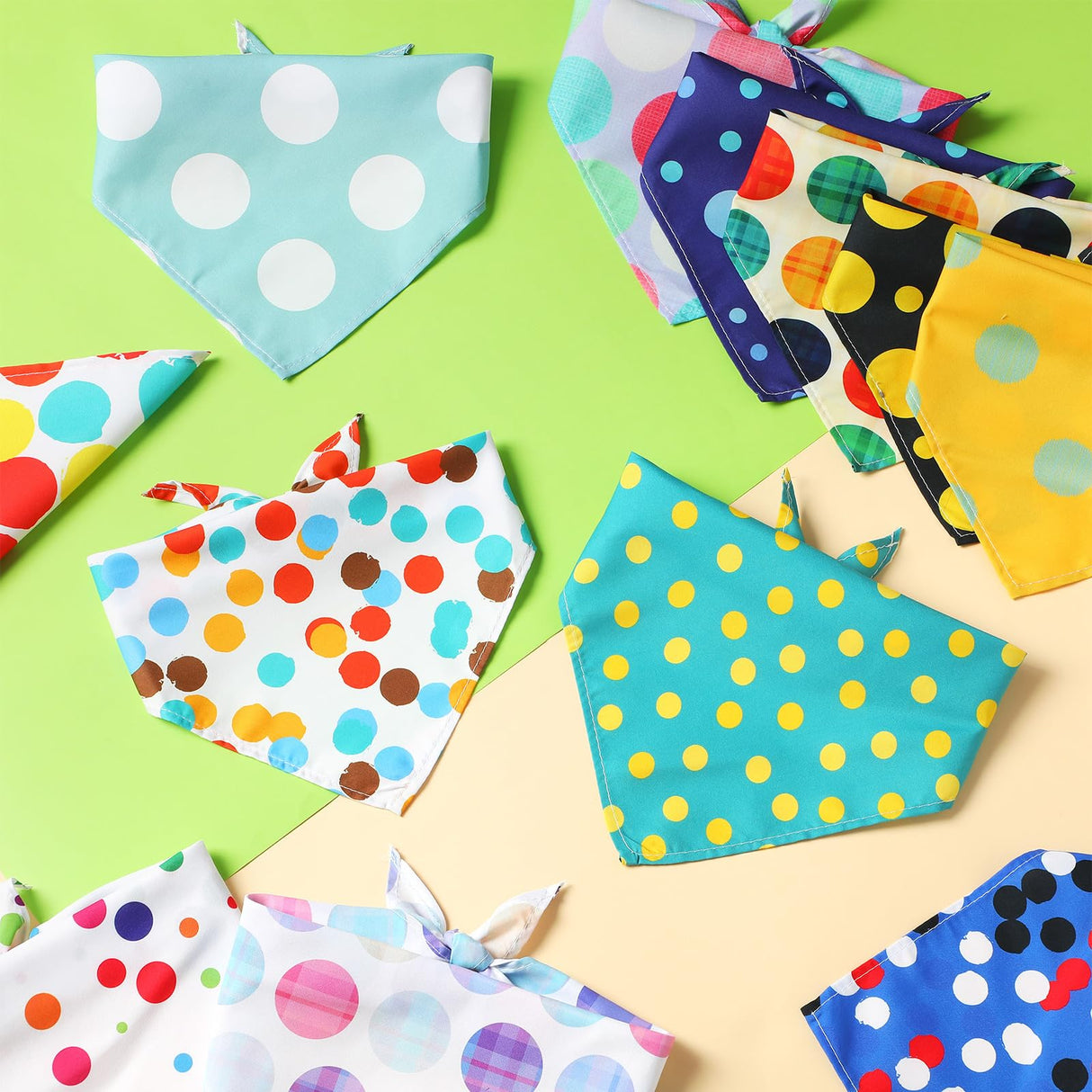 Sweetude 60 Pcs Dog Bandanas Bulk Polka Dot Pattern Triangle Scarf Adjustable Washable Bibs for Small Medium Dogs Pets