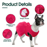 Kuoser Dog Dress Pet Wedding Dresses, Adorable Tutu Shirts for Small Medium Girl Dogs, Puppy White Princess Outfits with Luxury Lace Pearl Bow, Retro Pet Costumes for Birthday, Party, Wedding
