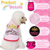The Printed Prince 3 Pack Dog Shirts - Small Dog Outfits, Cotton Sleeveless Tshirts for Girl Chihuahua, French Bulldog, Dachshund - Pink, Red, Black, XS