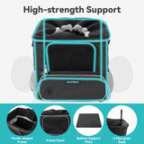 DAISTERN Dog Bike Basket for Small Dogs up to 10lbs, Foldable Pet Carrier with Safety Leash, Mesh Windows, Storage Pockets, Handlebar Quick Release, Backpack & Car Seat Function Grey