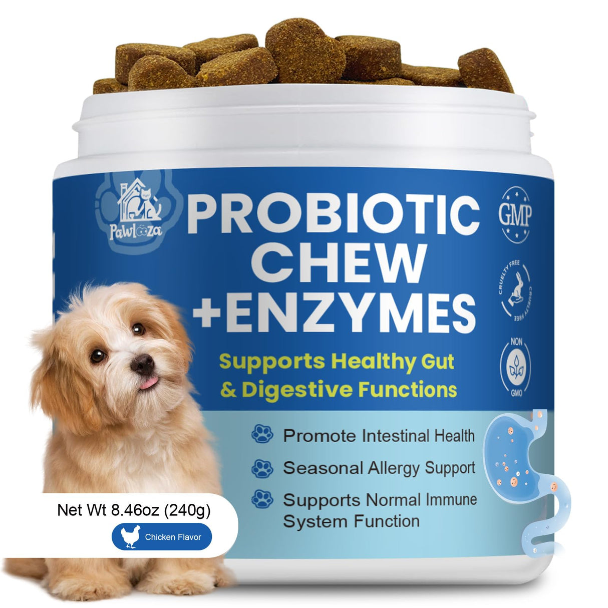 Probiotics Dog Allery Chews for Dogs, Improve Itchy Skin Itchy Ears, Yeast Balance, Gut Health, Probiotics (10 Billion CFU) for Dog Immune Health & Allergy Relief Chews + Vitamins Blend