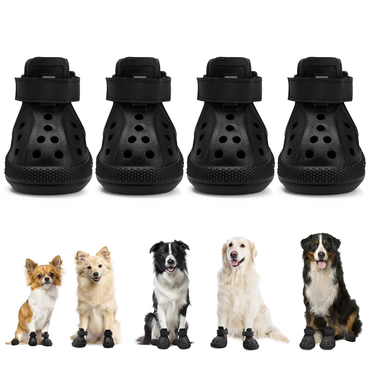 Lukovee Dog Shoes for Hot Pavement - Breathable Non Slip Dog Sandals with Reflective Stripes, Easy ON & Off, Easy-Clean Summer Outdoor Pet Boots for Small Medium Large Dogs (Black, Size 10)
