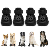 Lukovee Dog Shoes for Hot Pavement - Breathable Non Slip Dog Sandals with Reflective Stripes, Easy ON & Off, Easy-Clean Summer Outdoor Pet Boots for Small Medium Large Dogs (Black, Size 10)