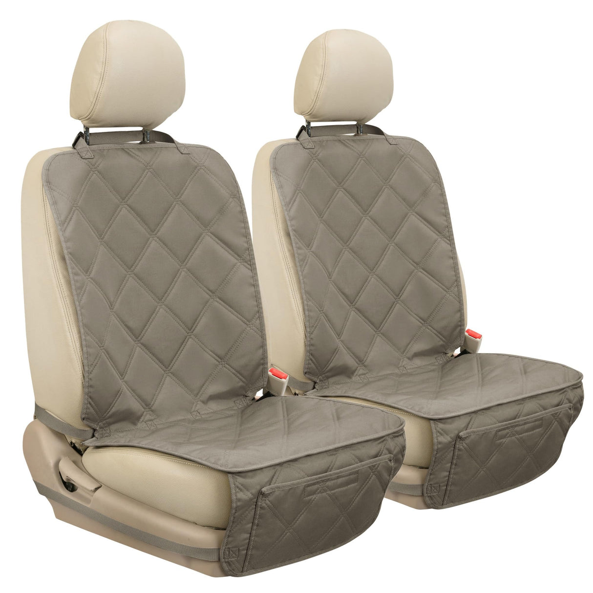 YESYEES Dog Front Seat Covers for Cars, 2 Pack Waterproof Bucket Seat Covers for Dogs with 4 Nonslip Straps, Long-Lasting Pet Car Seat Protector Universal Fit for Cars Trucks and SUVs (Khaki)