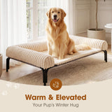 Czpalo Elevated Dog Bed with Removable Bolster Cushion Mat, Raised Pet Cot for Large Sized Dogs with Breathable & Washable Mesh, Indoor & Outdoor Pet Hammock with Skid-Resistant Feet.