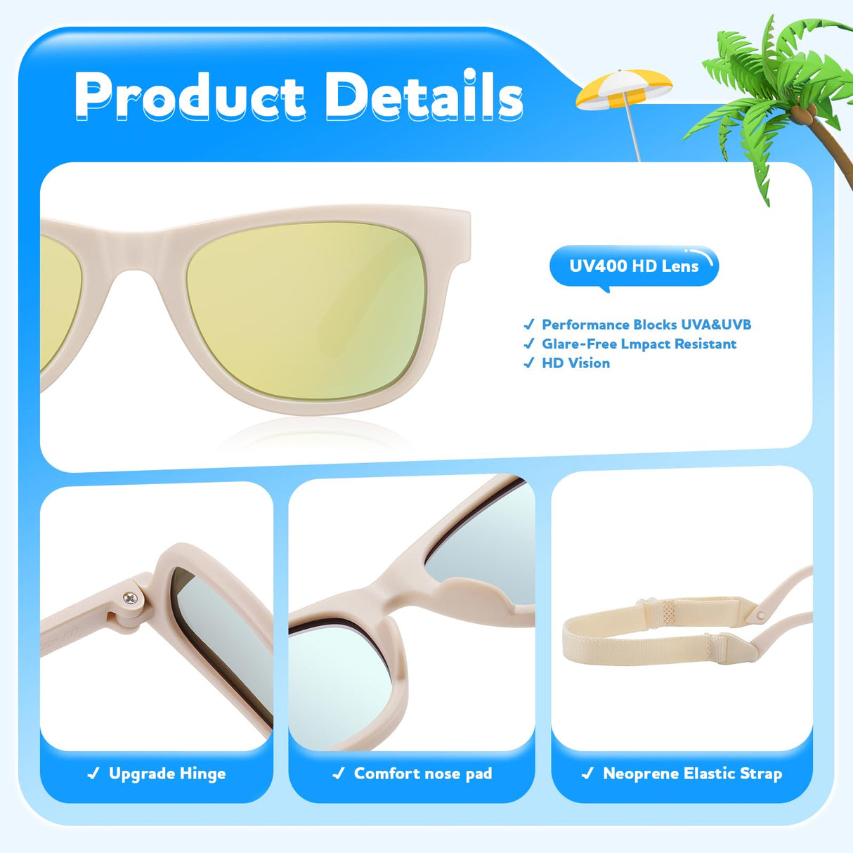 zestero Baby Infant Toddler Polarized Sunglasses with Strap for Boys Girls Age 0-24 Months, 3 Pack Flexible TPEE Rubber Frame Kids 100 UV Protection Sunglasses Newborn Shades