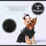 Kuoser Dog Dress, Cute Dog Dresses for Medium Dogs Girl Elegant Puppy Tutu with Bow-Knot, Doggie Princess Costume Pet Outfit for Birthday Party Christmas Halloween Wedding, Black M