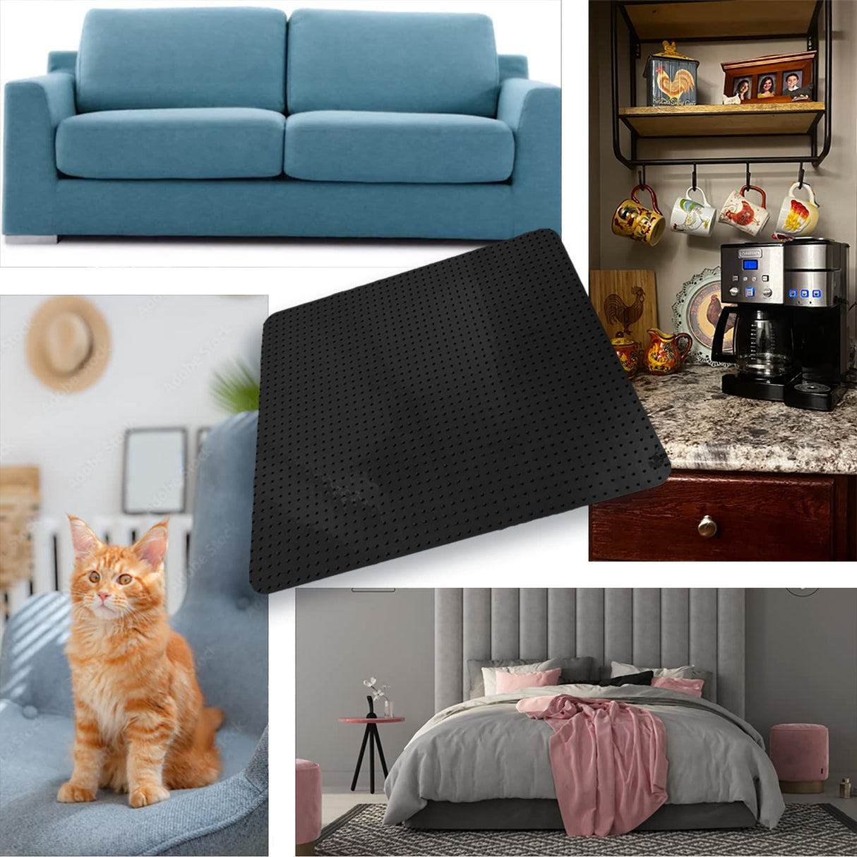 RESILIA Furniture Protector Pet Deterrent Tiles - Pet-Free Training Mat, for Cats, Dogs, Rabbits, Indoor and Outdoor Use, Black, 21 Inches x 19 Inches, 8 Pack