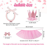 GAGILAND Dog Birthday Party Supplies Dog Birthday Outfit Pink Tutu for Dogs Dog Birthday Hat Necklace and Bowtie Hairpin for Dogs (24-31 inch Wrist)