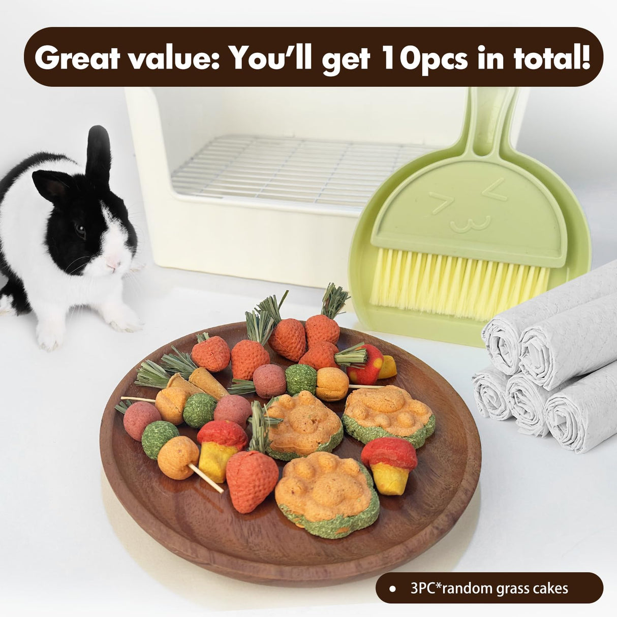 Yuoaes Large Rabbit Litter Box Bunny Potty Training Corner Litter Pan Comes with Liners Rabbit Pee Pads, Small Animal Bedding Toilet for Guinea Pig, Ferret, Hamster, Bunnies (White)