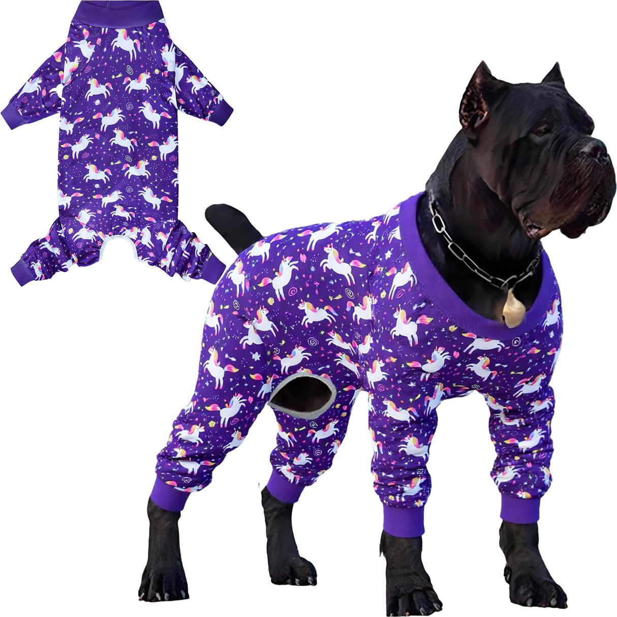 Dog Recovery Surgical Suit Male Female After Spayed, Dog Pajamas for Large Sized Breed, Dog Onesies, Unicorn, XXXL