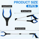 Tottist 6 Pack Grabber Reacher Tool for Elderly, 32" Extra Long Litter Stick Lightweight Handy Claw Grabber for Arm Extension Garbage Gripper Trash Pick up Litter Picker Garden(Blue Classic)