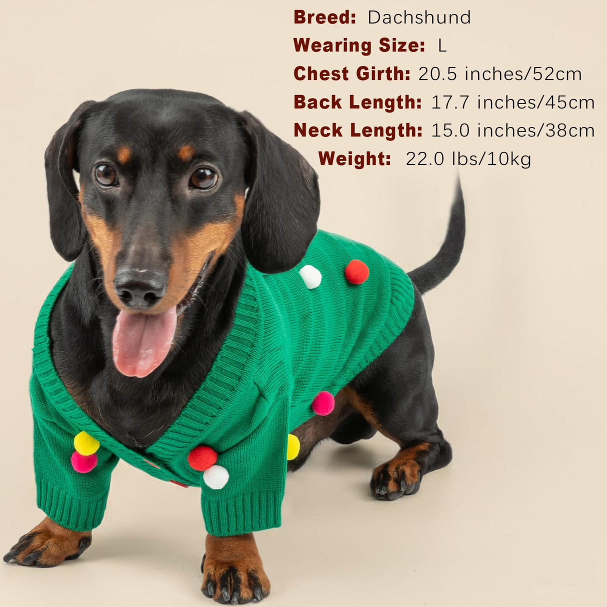 Dog Christmas Sweater Green Christmas Light Cardigans Dog Outfit Soft Warm Knitted Pet Clothes Cold Weather Puppy Clothes for Small Medium Large Dogs Cats