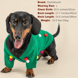 Dog Christmas Sweater Green Christmas Light Cardigans Dog Outfit Soft Warm Knitted Pet Clothes Cold Weather Puppy Clothes for Small Medium Large Dogs Cats