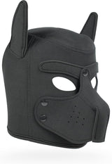 Cleiree Neoprene Puppy Mask - Dog Hood with Detachable Muzzle - Adjustable Cosplay Headgear for Role Play & Party (Black, one size)