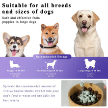 Load image into Gallery viewer, TTsiya Dog Teeth Cleaning Powder, Pet Dental Powder -Dental Care, Dogs Breath Freshener with Probiotics for Tartar &amp; Reduces Plaque &amp; Bad Breath Teeth Cleaning for Small, Medium, Large Dogs 100g
