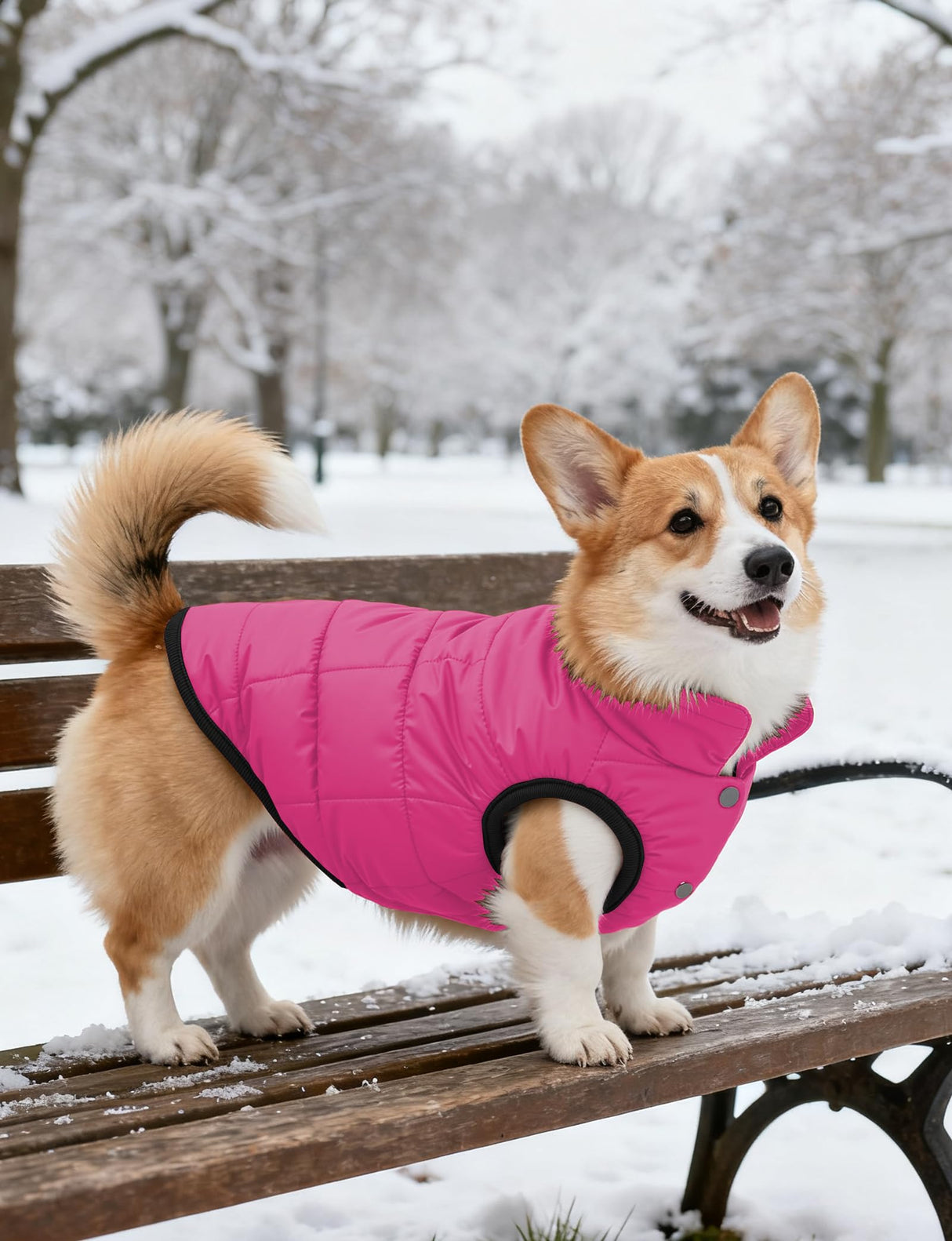 AURUZA Dog Winter Coat, Warm Waterproof Dogs Jacket Small Pet Vest for Medium Dogs Windproof Pet Fleece Vest Snow Jacket for Cold Weather(Hot Pink,3XL)