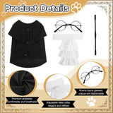 4 Pcs Judge Costume Set Include Dog Judge Robe Adjustable False Collar Anti-Slip Rope and Glasses,Halloween Judges Costume Accessory for Dogs Cats Holiday Halloween Cosplay, Medium