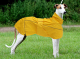 Greyhound Lurcher Raincoat, Whippet Rain Gear with Reflective Bar, Rain/Waterproof, Adjustable Bands and Drawstring in Autumn and Winter - Yellow - XL