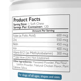 Nutrition Strength Folate for Dogs to Promote Cardiovascular & Prenatal Health, Support DNA Synthesis & Cell Maintenance, Folic Acid for Dogs with Zinc, Biotin, Iron & Vitamin B12, 120 Soft Chews