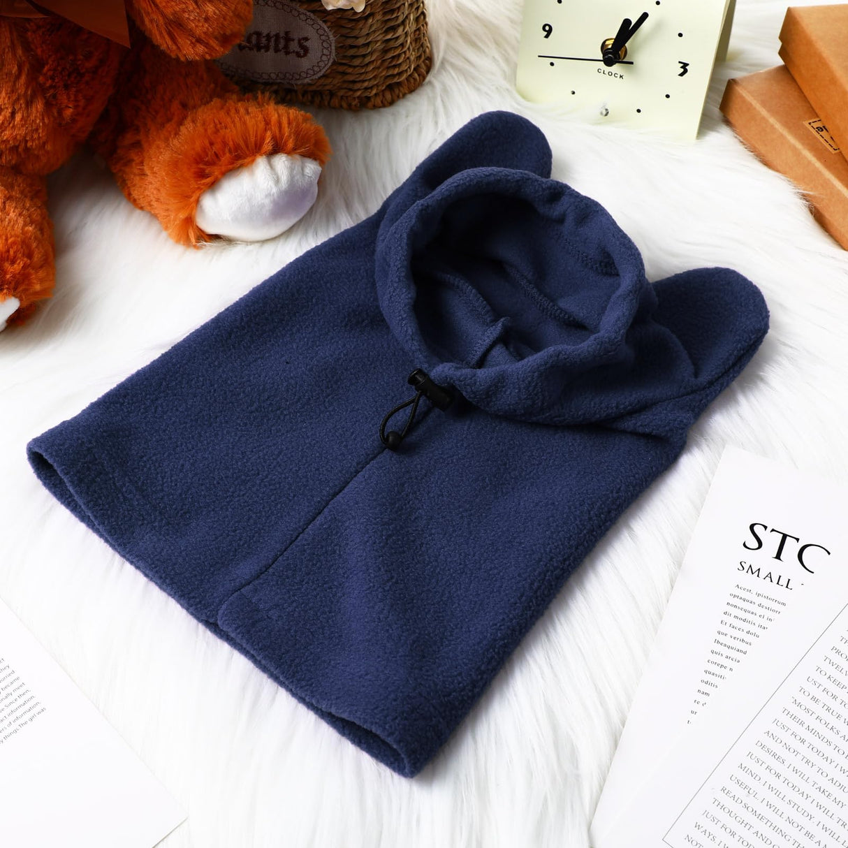 Clysee Winter Dog Hats Quiet Ears for Dogs Ear Muffs Pet Neck Warmer Scarf Hoodie Noise Protection Cover Beanie Head Wrap Costume for Pet Dog Cats(Dark Blue,L)