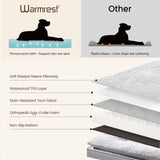 Warmrest 2-Pack Waterproof Dog Bed Medium Size Dogs, Plush Cushion & Orthopedic Egg-Crate Foam Mattress for Senior Dogs, Washable Dog Crate Bed with Removable Cover, Light Grey