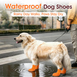 IKIPUKO Waterproof Dog Boots, Rain Shoes for Small Medium Large Dogs, Non-Slip Dog Shoes with Differentiated Front & Rear Design, Paw Protectors for Rain Snow Mud Hot Pavement, Orange 3XL
