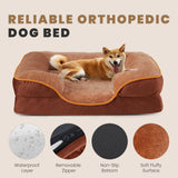 DUMOS Dog Beds, Orthopedic Medium Large Dog Bed, Machine Washable with Memory Foam, Waterproof Comfort Pet Beds with Sides, 42x32 Inch Medium Sized Brown