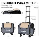 JoPet Pet Bag Carrier with Wheels, Pet Backpack with Wheels, Small Dog Carrier, cat Carrier, Detachable Wheels, Travel Bag, Pet Trolley, Soft Sided Carrier with Wheels, Foldable Carrier (Oat Grey)