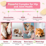 Glucosamine for Dogs, Joint Supplement for Dogs, Chondroitin, MSM, Hemp, Turmeric, Omega 3 for Pain Relief & Skin Health, Dog Hip and Joint Supplement with Calcium Support Bones Health, 120 Chews