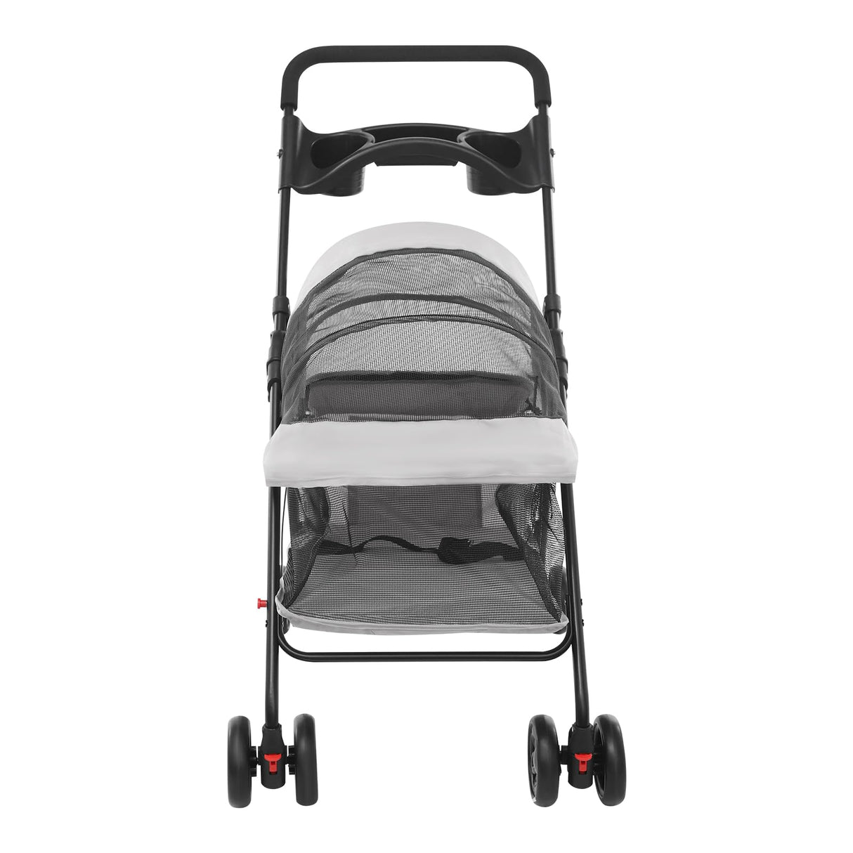 Dog Stroller with Casters, 40LBS Capacity Foldable Cat Pet Stroller with Storage Basket&Cup Holder, Foam Handle, Steel Frame for Small Medium Dogs Cats(Light Grey)