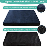 COSHNIBI Dog Bed Covers Replacement Washable,Waterproof Bed Covers Soft Plush Replacement with Zipper & Removable for Dog/Cat 44''Lx32''Wx4''H-Navy Blue