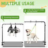 Adjustable Dog Grooming Stand for Table: 42" Height & 27"-39" Width, Includes Hammock & 2 No-Sit Nooses, Heavy-Duty Dog Grooming Arm for Bathing Nail Trimming Drying Cutting Cats & Dogs at Home