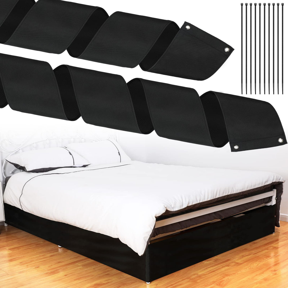 Boao Under Bed Blocker for Pets 220 x 6 Inch with Black Zip Ties Under Couch Blocker Bed Barrier for Dogs Cats Pets Puppy Furniture Bottom, Black