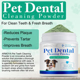 ARMOYA Dog Dental Powder - Teeth Cleaning Powder for Dogs - Dog Dental Care - Plaque & Bad Breath Off P-owder D-og - D-ental Care Supplies for Small - Medium - Large Do-gs