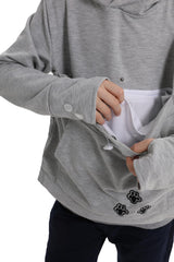 Boys Girls Cat Pouch Hoodie - Kitten Puppy Carrier Holder Sweatshirt Long Sleeve Cat Ear Pullover Tops Grey