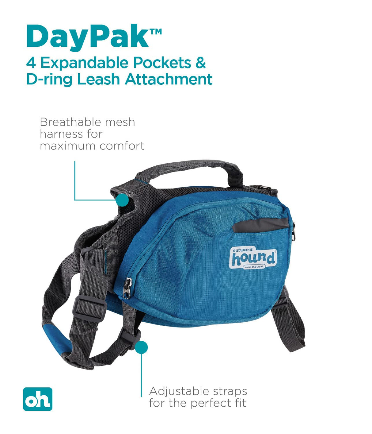 Outward Hound DayPak Blue Dog Saddleback Backpack, Large