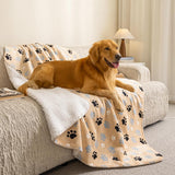AIWEK Dog Blankets Waterproof Pet Blanket Paw Printing Super Soft Warm Fluffy Facecloth Sofa Car Bed Protector, Urine Proof Washable for Puppy Large Dogs & Cats 60"*80" Beige