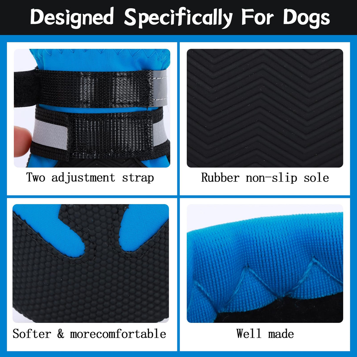 LUZGAT Winter Dog Boots - Non-Slip Dog Shoes for Snow/Summer Hot Pavement, Reflective Dog Booties & Paw Protectors for Medium/Large Dogs
