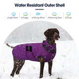 IECOii Big Dog Winter Coat for Giant Breed Dogs Waterproof Dog Jacket with Built in Collar, Reflective Dogs Coat Pet Snow Jacket for Great Dane Saint Bernard, Easy Outdoor Walking, Purple - 5XL