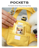 Dog Carry Sling for Small Dogs, Full Body Sling with Handle, Hands Free Shoulder Carrier for Senior Dogs Joint Injuries, Joint Injuries, Up and Down Stairs (Yellow,S, 5.5~8.8 lbs)