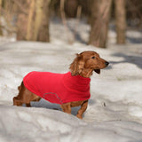 Brabtod Dog Fleece,Soft Dachshund Sweater,Cozy Pet Dog Vest Pullover Jacket with Leash Hole,Miniature Dachshund Clothes for Cold Weather(Red,Medium)