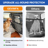 GEVINFA 52" Dog Car Barrier for SUV, Wide Escape-Proof & Chew-Proof Dog Car Divider with Removable Visual Window & 2 Storage Pockets, Pet Net Gate for Behind Front Seats, Fits Sedans Cars Trucks