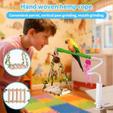 ZooVibe Bird Perch Stand with Swing, Desktop Bird Toy & Stand for Interacting, Interactive Playground for Sun Conure, Lovebirds, Conure, Budgie, Cockatiel - Non-Slip Adjustable Perch