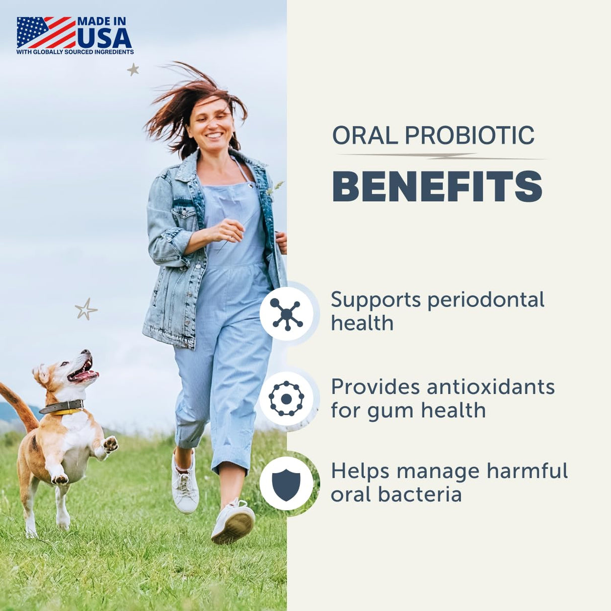Four Leaf Rover Dog Dental Powder – Natural Probiotic Support for Bad Breath, Tartar & Plaque – with Red & Brown Kelp, Weissella Cibaria, Aloe & Chamomile – 30-Day Supply